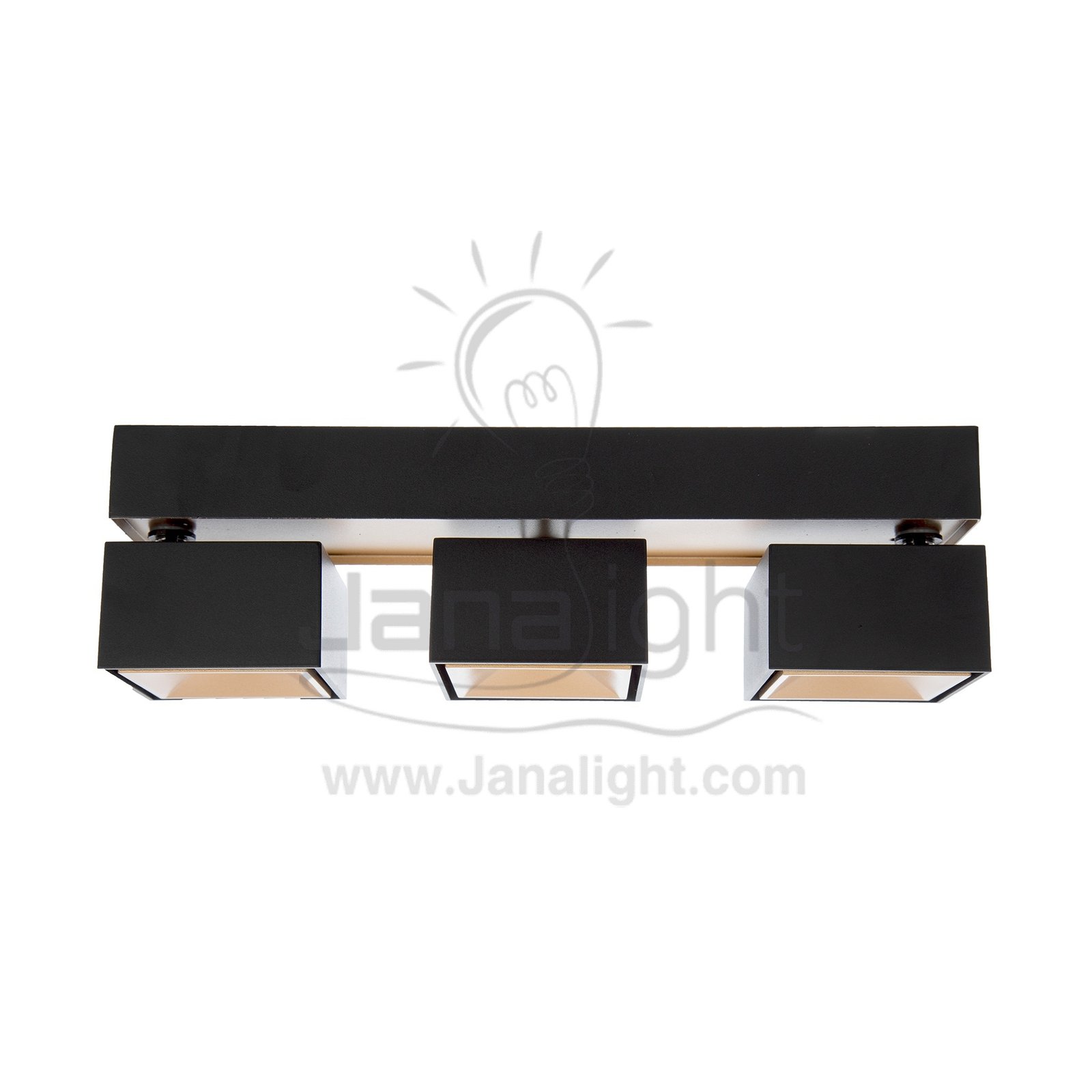 سبوت لايت سلندر36 وات ثلاثي اسود cylinder downlight frame Square Triple black- Champagne worm 36w